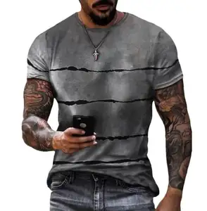 European and American fashion casual men's round neck short sleeve T-shirt top with personalized painted 3D digital printing top