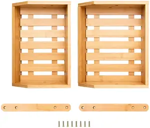 Bamboo Wood Fruit Vegetable Basket Storage Shelf Removable Food Container