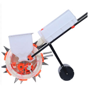 耐用的双容器手推式玉米播种机，集成营养素，适合农场使用，高产地块种植 - Product Image 1