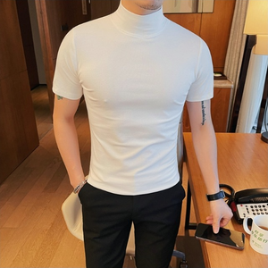 T-shirt décontracté uni à coupe classique pour <span class=keywords><strong>homme</strong></span>, 180 grammes, anti-boulochage, manches courtes – Coton extensible, couche <span class=keywords><strong>de</strong></span> base pour le début <span class=keywords><strong>de</strong></span> l'automne - Product Image 3