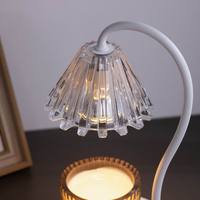 Lampe chauffe-cire électrique à intensité variable avec abat-jour en verre transparent pour décoration de table