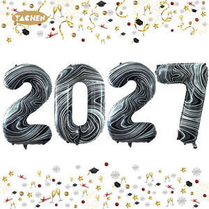 بالونات رقائقية سوداء كبيرة الحجم من ياتشن مقاس 40 بوصة، بالونات هيليوم عملاقة على شكل أرقام لتزيين حفلات أعياد الميلاد ورأس السنة الجديدة للأولاد والبنات - Product Image 1