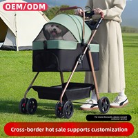 Poussette de transport pour animaux de compagnie moderne en métal, de luxe, légère, pliable, imperméable, avec ceinture et fermeture éclair, pour chiens et chats, détachable et compacte