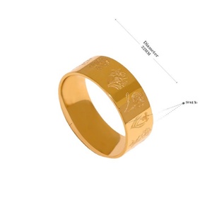 Anillo de Acero Inoxidable Vintage al por Mayor, Anillo Chapado en Oro con Flores Grabadas Personalizadas - Product Image 1