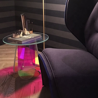 Nouveau style clair arc-en-ciel acrylique meubles ovale irisé acrylique table basse