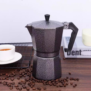 <span class=keywords><strong>Cafetière</strong></span> Moka en aluminium gris moucheté, style italien, octogonale, avec poignée noire - Product Image 2