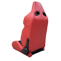 Siège sport universel réglable JBR9023 en PVC noir et daim rouge, glissière universelle pour voitures de course 3 portes, simulateur de course, cockpit, non étanche