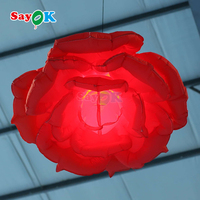 Décorations gonflables publicitaires, éclairage LED, rose suspendue, fleur gonflable géante pour la décoration