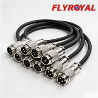 Conector de Aviación GX16 de 2-8 Pines, Metálico, con Tornillo, 10A, Impermeable, con Arnés de Cables para Sensor PLC Industrial