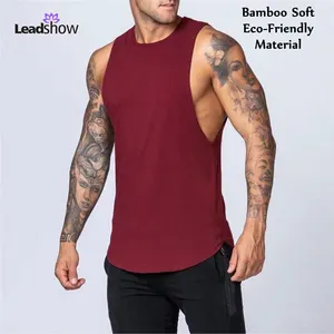 Novo design de bambu mens parte superior do tanque ginásio de fitness desgaste do esporte workout regata coletes à prova de homens de secagem rápida camisa activewear