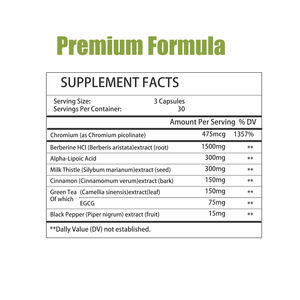Complejo Premium de Berberina, Cápsulas de Berberina con Canela y Cardo Mariano, Apoyo para el Azúcar en la Sangre, Salud Metabólica, Cápsulas de Apoyo a la Glucosa - Product Image 2