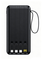 Batterie externe portable PD à charge rapide 10000 mAh au lithium polymère avec 4 câbles intégrés, ports multiples et sortie micro