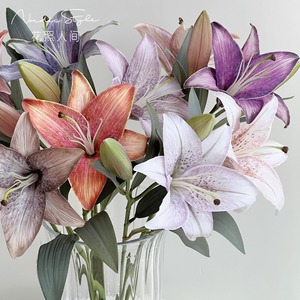Flores de Lirio Artificiales Xhd, Flores de Seda, Colores Otoñales Vintage, Decoración Nórdica Minimalista para el Hogar, Resistentes al Agua, para Mesa de Salón - Product Image 3