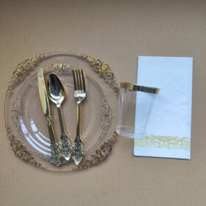 350 pièces pour 50 invités, fête de mariage d'<span class=keywords><strong>anniversaire</strong></span> fantaisie <span class=keywords><strong>vaisselle</strong></span> à bord doré avec couverts ensemble de <span class=keywords><strong>vaisselle</strong></span> <span class=keywords><strong>jetable</strong></span> noir <span class=keywords><strong>rose</strong></span> blanc - Product Image 5