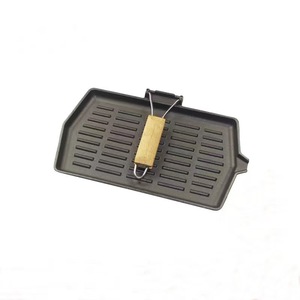 Cast Iron Griddle Pan With Folding Handle Rectangular Thickened Durable For Induction Cooking - Product Image 4