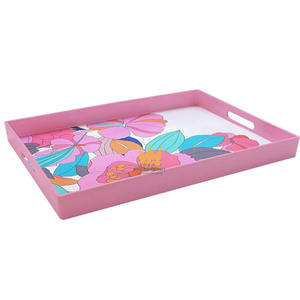 ถาดไม้เคลือบเงาแบบขายส่งจากเวียดนาม ดีไซน์หรูหรา ตกแต่งสวยงาม พร้อมงานศิลปะสีสันสดใส สำหรับตกแต่งบ้านและใช้ใส่เครื่องดื่ม - Product Image 1