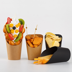 Commercio all'ingrosso della fabbrica 100 pezzi di patatine fritte tazze di carta monouso artigianale per patatine fritte <span class=keywords><strong>biscotti</strong></span> da portare fuori festa - Product Image 3