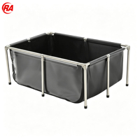 Bassin à poissons pliable carré en bâche PVC 5000L, grand réservoir d'aquaculture commercial pour crevettes
