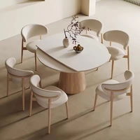 Table à manger rétro française en bois massif 6 places avec quatre chaises, combinaison haut de gamme, simple, pour appartement ou villa, pliable, écologique