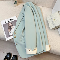 Blazer jaune uni pour femme, col cranté, boutons, poches, grande taille, printemps 2026, veste de costume décontractée et élégante, 100 % polyester