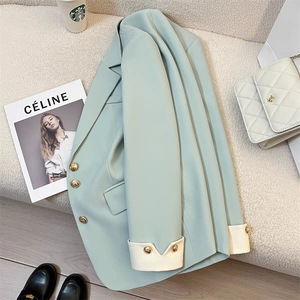 Blazer Amarillo para <span class=keywords><strong>Mujer</strong></span>, Cuello Solapa, Botones, Bolsillos, <span class=keywords><strong>Talla</strong></span> <span class=keywords><strong>Grande</strong></span>, Primavera 2026, <span class=keywords><strong>Chaqueta</strong></span> Casual Elegante, 100% Poliéster - Product Image 5