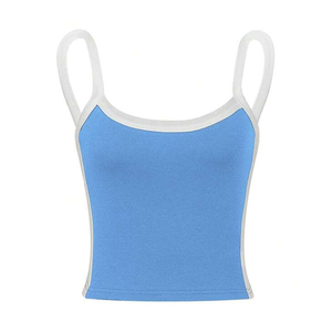 <span class=keywords><strong>Top</strong></span> Corto Personalizzato Aderente per Donne, <span class=keywords><strong>Canotta</strong></span> in Cotone Lavorato a Maglia di Alta Qualità con Spalline Sottili - Product Image 2