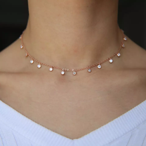 <span class=keywords><strong>Vendita</strong></span> calda <span class=keywords><strong>gioielli</strong></span> raffinati per le donne collana in oro bianco con ciondoli Mini chiaro zircone charm catena a maglie per matrimoni e feste - Product Image 1