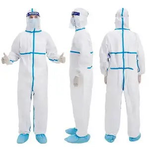 Macacão de trabalho não tecido impermeável Microporous medic ppe Type 5 6 Macacão de proteção médico 65Gsm macacão descartável