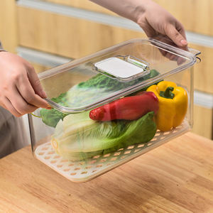 Boîte de rangement pour réfrigérateur, tiroir de conservation des aliments frais, paniers, bacs avec couvercles ventilés et plateau de <span class=keywords><strong>vidange</strong></span> amovible - Product Image 4