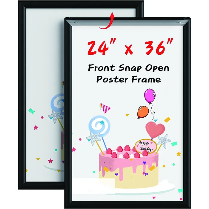 2024 New Product High Quality Cheap Price 16x24inch A4 Size Black Snap frame Coating Aluminum Profile Display Horizontally