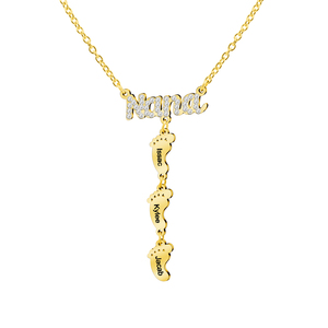 Vendita calda collana nome personalizzato per <span class=keywords><strong>la</strong></span> mamma in acciaio inox catena a maglie con il piede del bambino festa della mamma regalo da <span class=keywords><strong>Nana</strong></span> - Product Image 1