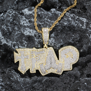 Pendentif lettre TRAP, ensemble d'accessoires hip hop, collier lettre anglaise en zircon style trap - Product Image 4