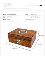 Humidor de puros de madera de granada OEM caja de cedro con tragaluz circular de vidrio higrometro digital frontal