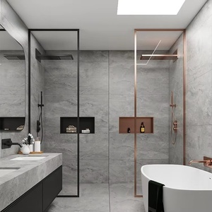 Grifo mezclador de caída de agua de baño cromado negro de diseño moderno, <span class=keywords><strong>grifos</strong></span> de lavabo ocultos termostáticos de dos funciones - Product Image 6