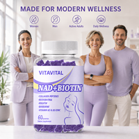 Gomitas de NAD+ y Biotina con Péptidos de Colágeno, Resveratrol y Queratina para Apoyo de Belleza y Energía, Suplemento OEM de Marca Privada