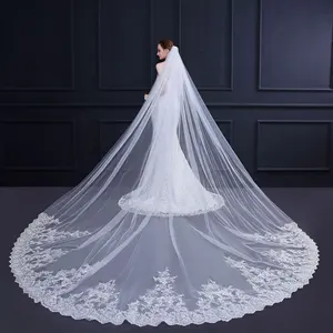 Jachon 도매 새로운 한국어 럭셔리 신부 웨딩 베일 3.5*3 미터 긴 꼬리 베일 부드러운 Tulle 웨딩 베일