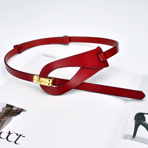 Ceinture fine noire pour femme en cuir véritable avec boucle à ardillon réglable pour tenues féminines – Vente en gros - Product Image 3