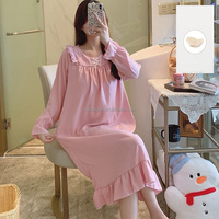 Nouvelle Robe de Nuit Décontractée pour Femme à Manches Longues avec Soutien-Gorge Intégré, Ample et Confortable en Coton Doux pour la Maison