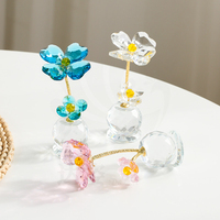 Offre Spéciale – Figurine Florale en Cristal K9 Écologique de Haute Qualité, Motif Petite Orchidée, Décoration d'Intérieur, Cadeaux de Saint-Valentin, avec Tiges