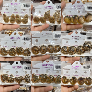 250919 XUPING Aretes de Moda para Mujer Joyería al por Mayor Gruesos sin Piedras Cobre Ecológico Bañados en Oro Tipo Argolla - Product Image 5