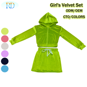 Ensemble décontracté 2 pièces en <span class=keywords><strong>velours</strong></span> pour bébé fille : sweat à capuche à manches longues et <span class=keywords><strong>jupe</strong></span> courte – Tenue douce pour tout-petite – Vêtements pour enfants en gros (boutique) - Product Image 6