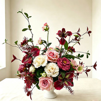 Romantische Künstliche Seiden-Hochzeitstisch-Dekoration, Kugelförmiges Rosa Rosen- und Grünes Hortensien-Arrangement für Heiratsanträge