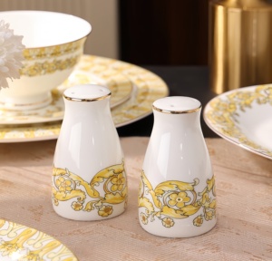 Set <span class=keywords><strong>da</strong></span> Pranzo in Porcellana Bone China <span class=keywords><strong>da</strong></span> 58 Pezzi, Lussuoso e Classico, Stile Occidentale, Minimalista con Decorazioni Dorate in Rilievo, per <span class=keywords><strong>Servizio</strong></span> Alberghiero - Product Image 4