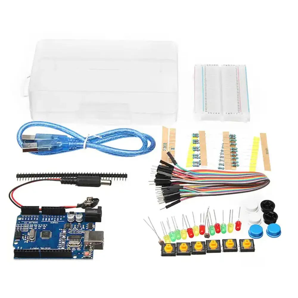 Kit de carte de développement de base pour Arduino avec boîte LED Button Breadboard