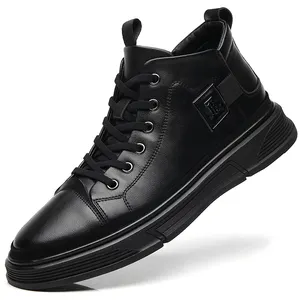 2022 Spring Autumn New Arrival Height Increase luxury Short Boots Men's Black Leather Casual Sneaker Shoes