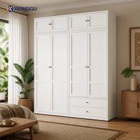 Armoire de chambre en métal blanc avec compartiment supérieur, grand meuble de rangement pour vêtements, idéal pour appartement et organisation de la maison