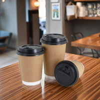 Gobelets jetables en papier kraft à double paroi King Garden avec couvercles, biodégradables, isolés, logo personnalisé imprimé, pour café, thé, boissons
