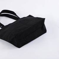 Sac fourre-tout en toile de coton noir personnalisable, réutilisable, écologique, pliable, à bandoulière, pour la promotion du marché