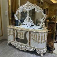 Canapé en tissu en forme de U de style européen turc, design de cour française de luxe, meubles de salon anciens sculptés à la main en bois peint
