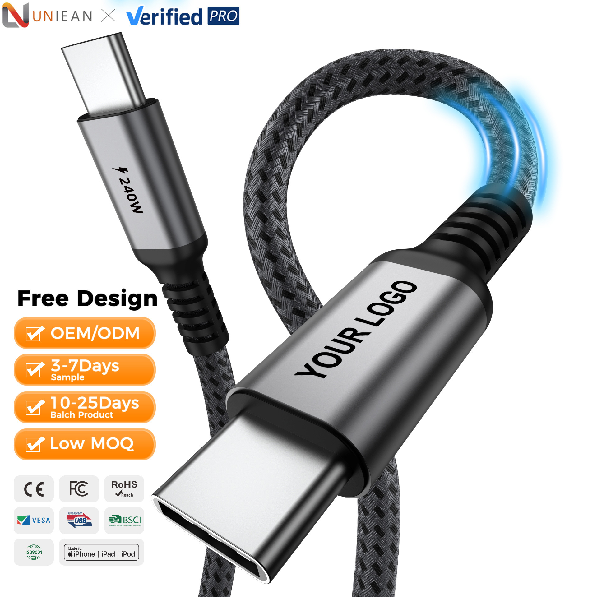 Factory High Quality USB C Cable PD240W 100W Type C Usb Fast Charging Cable USB C 2.0 Data Cables for Iphone · image 1